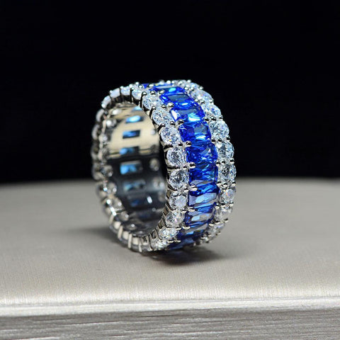 Retro Fashion Sapphire Sterling Silver Mother's Rings