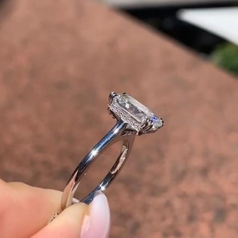 4 CT Radiant Cut Simplicity Diamond Promise Rings