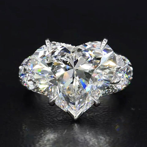 Pavlia 3 CT Heart Cut Hollow Fork Dense Diamond Heart Rings