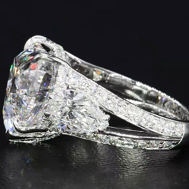 Pavlia 3 CT Heart Cut Hollow Fork Dense Diamond Heart Rings