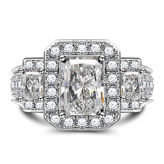 Brilliant Radiant Cut Halo Sterling Silver Engagement Rings