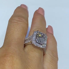 Luxurious Radiant Cut Sterling Silver Engagement Rings