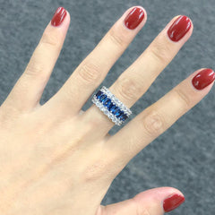 Sapphire Sterling Silver Wedding Bands