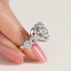 Hollow Design Round Cut Sterling Silver Wedding Rings