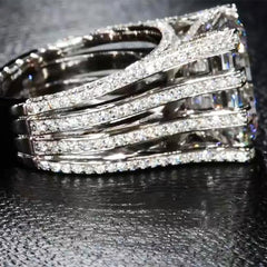Four-Layer Ring Radiant Cut Engagement Rings
