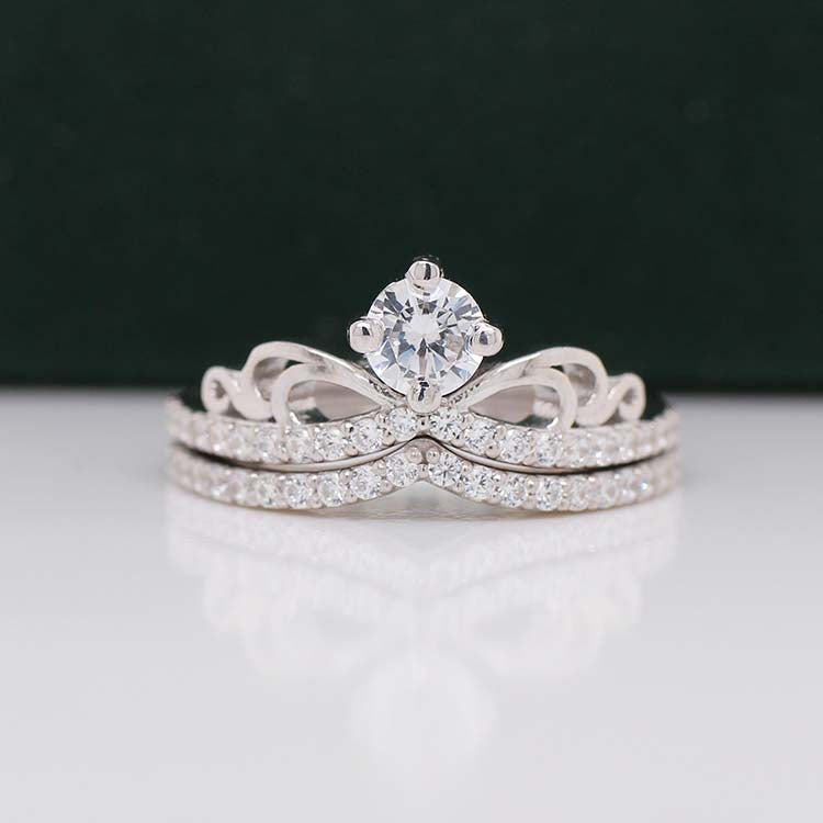 Handmade Round Cut Sterling Silver Wedding Sets