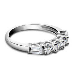 Chaste Round Cut Sterling Silver Wedding Bands