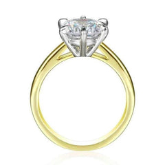 Single Diamond Round Cut Sterling Silver Engagement Rings