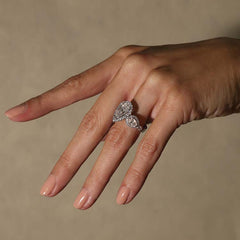 Luxurious Pear Cut Sterling Silver Halo Engagement Rings