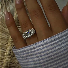 Affordable Asscher Cut Sterling Silver Vintage Engagement Rings