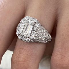 Dazzling Emerald Cut Sterling Silver Engagement Rings