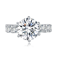 Luxury Diamond Filled Round Cut Sterling Silver Engagement Rings