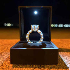 Luxury Diamond Filled Round Cut Sterling Silver Engagement Rings
