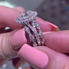 Fine Oval Cut Sterling Silver Wedding Sets