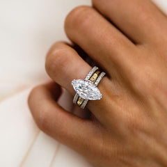 Romantic Marquise Cut Sterling Silver Wedding Sets