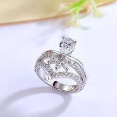 Crown Sterling Silver Pear Cut Wedding Rings