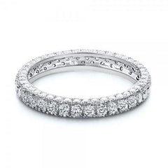 Simplicity Round Cut Sterling Silver Wedding Bands