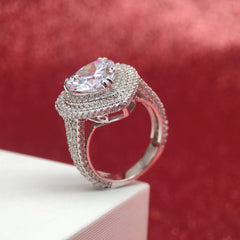 Brilliant Sterling Silver Heart Cut Engagement Rings