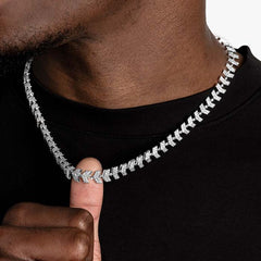Iced Silver Arrowhead Necklace with Cubic Zirconia Accents