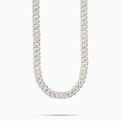 Men's 925 Sterling Silver Opal Cuban Chain Necklaces