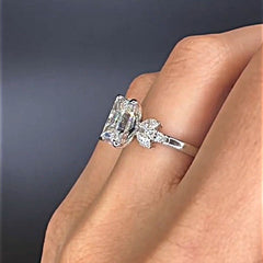 Personalization Radiant Cut Sterling Silver Engagement Rings