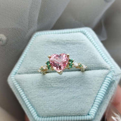 Pink Diamond Heart Cut Engagement Rings