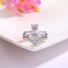 Crown Sterling Silver Pear Cut Wedding Rings