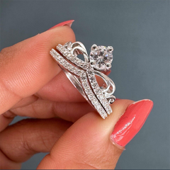 Handmade Round Cut Sterling Silver Wedding Sets