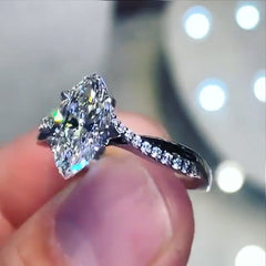 Interweaving Marquise Cut Sterling Silver Wedding Rings