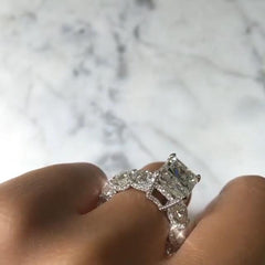 Mosaic Radiant Cut Sterling Silver Engagement Rings