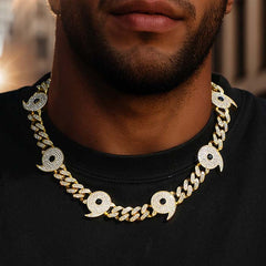 Power of Six Paths Necklace 12mm Iced Cuban Chain