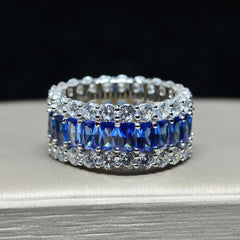 Sapphire Sterling Silver Wedding Bands