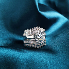 Handmade Round Cut Sterling Silver Wedding Sets