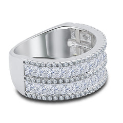 Irregular Princess Cut Sterling Silver Wedding Bands