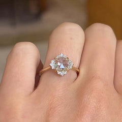 Halo Round Cut Yellow Gold Vintage Engagement Rings