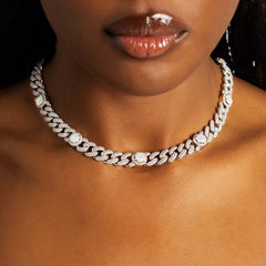 Men's 925 Sterling Silver Opal Cuban Chain Necklaces