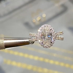 Cross Oval Cut Sterling Silver Engagement Rings