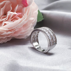 Irregular Princess Cut Sterling Silver Wedding Bands