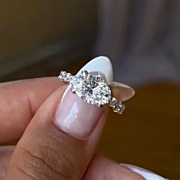 Simple Oval Cut Sterling Silver Engagement Rings