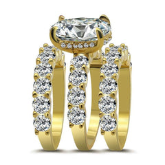 Three Piece Set Oval Cut Sterling Silver Wedding Sets
