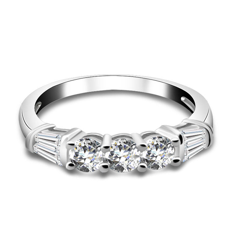 Chaste Round Cut Sterling Silver Wedding Bands