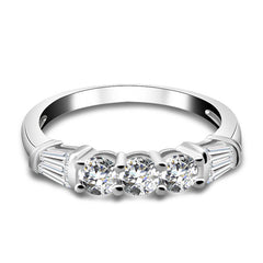 Chaste Round Cut Sterling Silver Wedding Bands