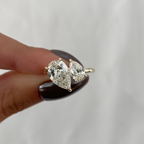 Simplicity 4CT Double Diamond Pear Cut Engagement Ring