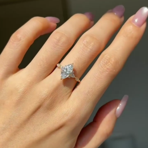 Handmade Vintage Elegant Marquise Cut Engagement Ring