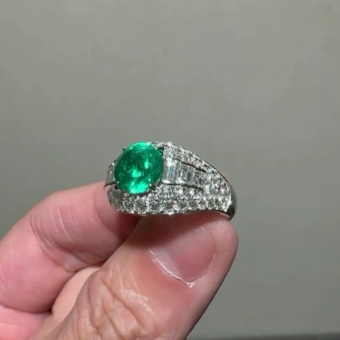 Handmade Emerald Round Cut Retro,Party Fashion Mother's Rings