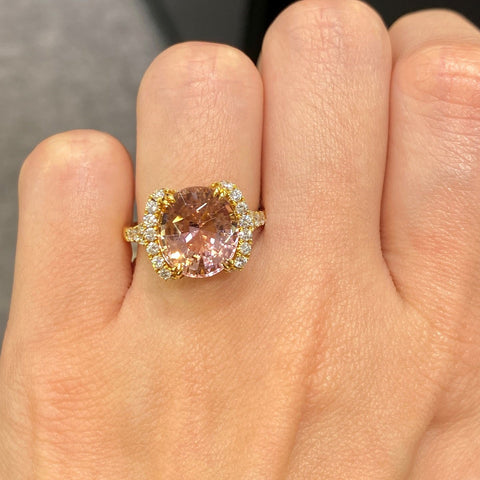 4 CT Rose Pink Round Cut Yellow Gold Retro Elegance Engagement Rings