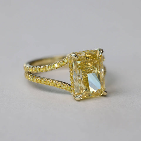 Simplicity 4 CT Radiant Cut Yellow Diamond Fork Promise Rings