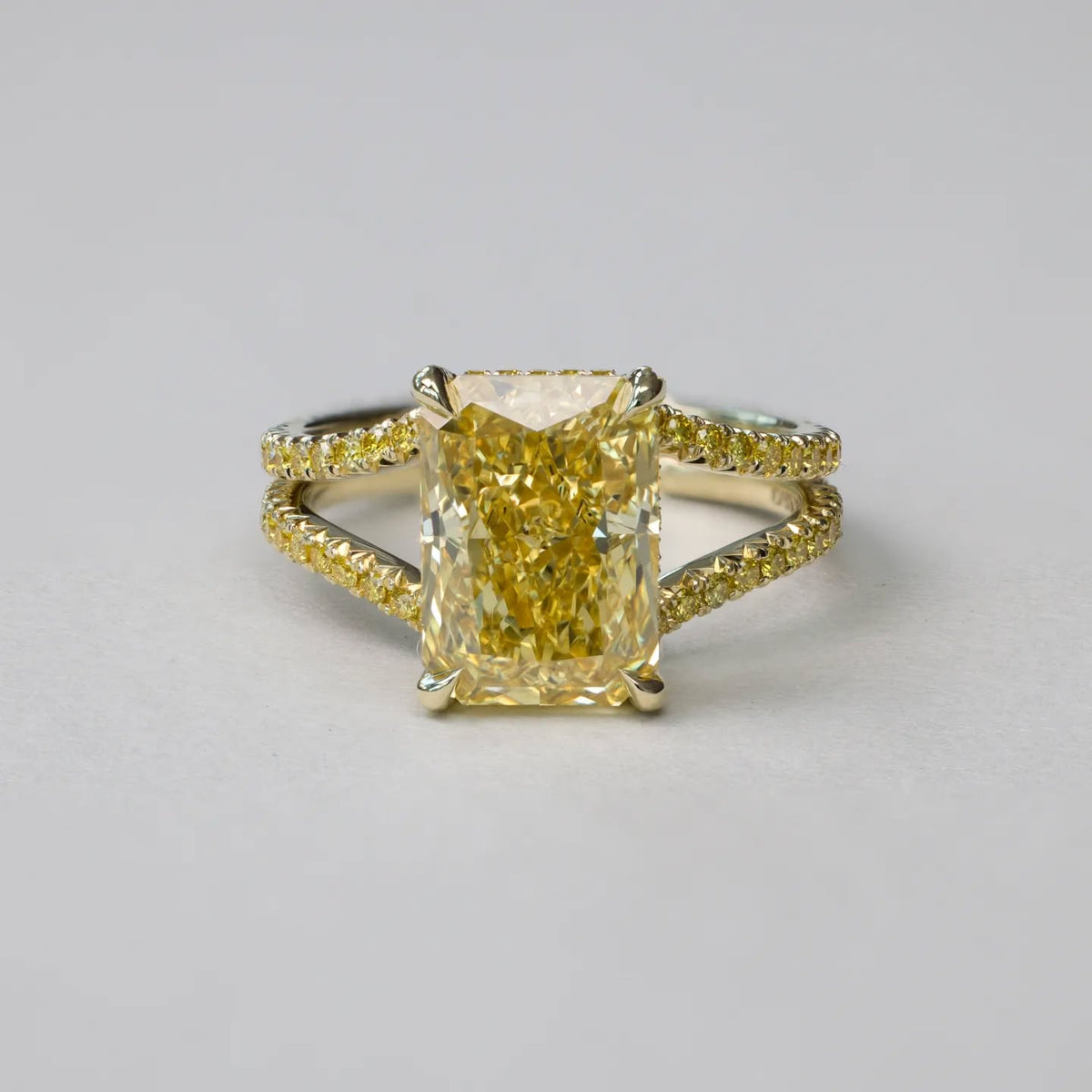 Simplicity 4 CT Radiant Cut Yellow Diamond Fork Promise Rings