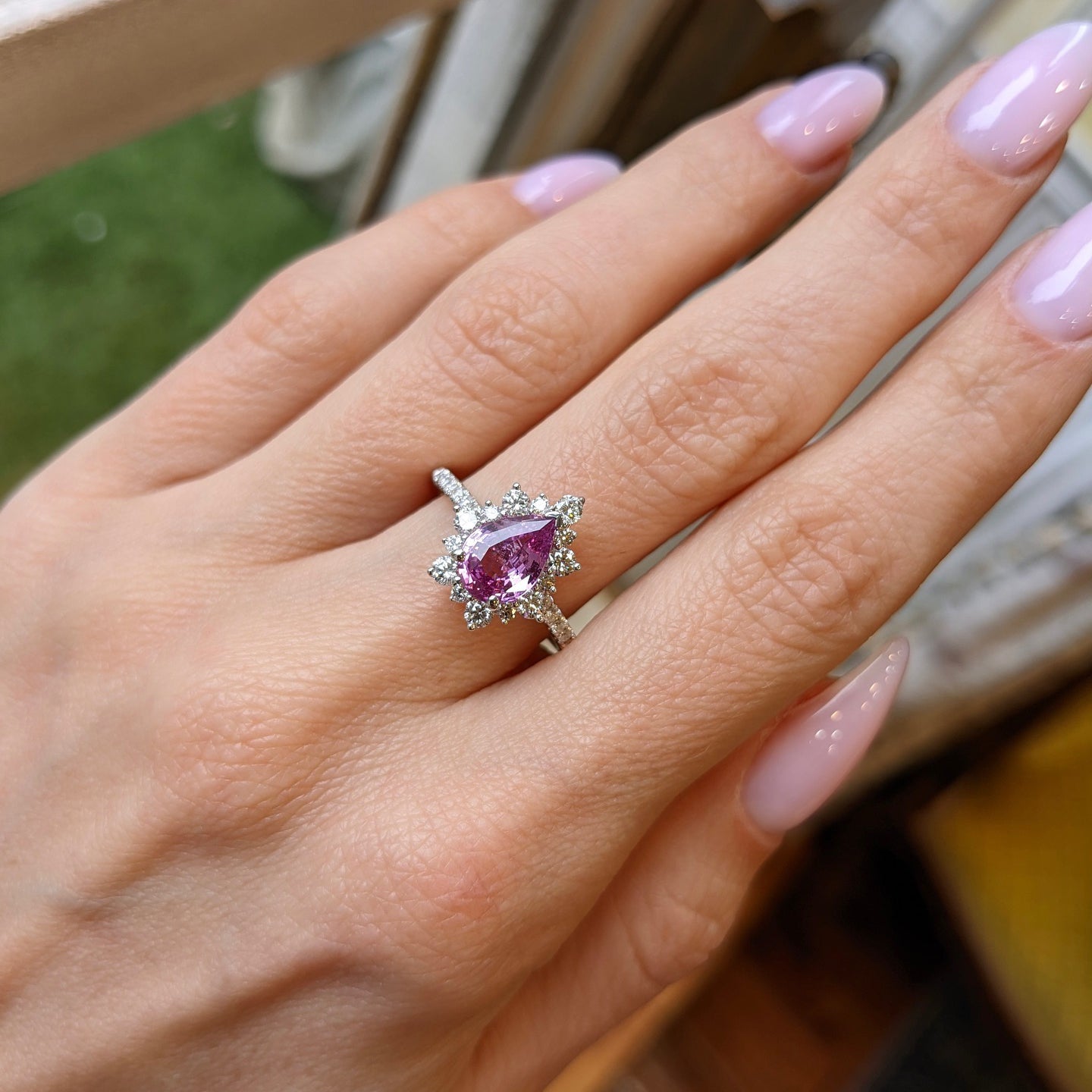 Gorgeous 2 CT Pear Cut Pink Diamond Sterling Silver Engagement Rings