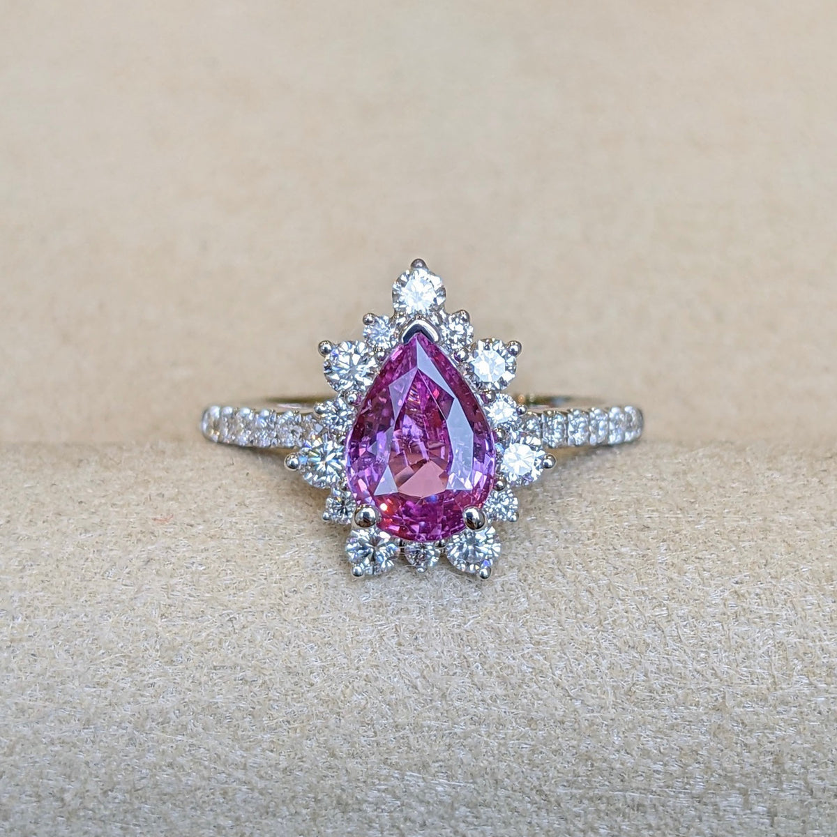 Gorgeous 2 CT Pear Cut Pink Diamond Sterling Silver Engagement Rings